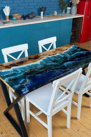 Poplar Resin Live Edge Dining Table