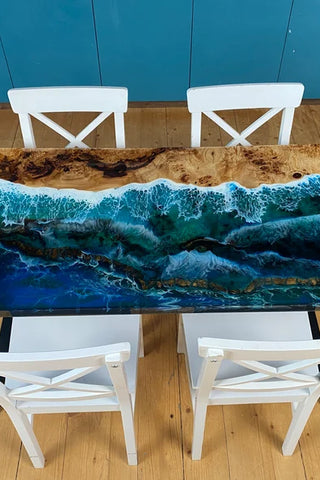 Poplar Resin Live Edge Dining Table