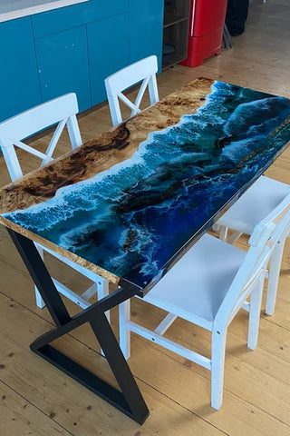 Poplar Resin Live Edge Dining Table