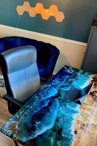 Poplar Resin Live Edge Dining Table