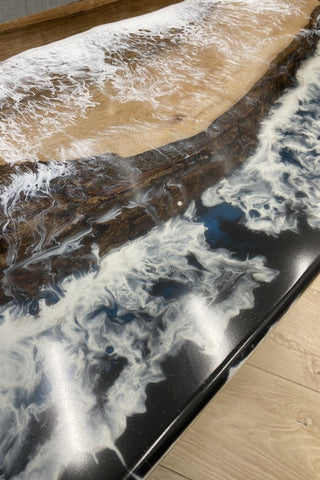 Black and White Epoxy Coffee Table in Walnut Wood