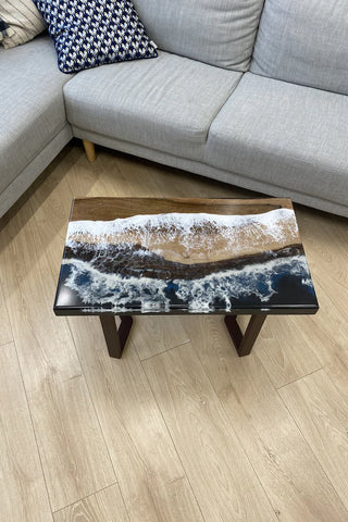 Black and White Epoxy Coffee Table in Walnut Wood