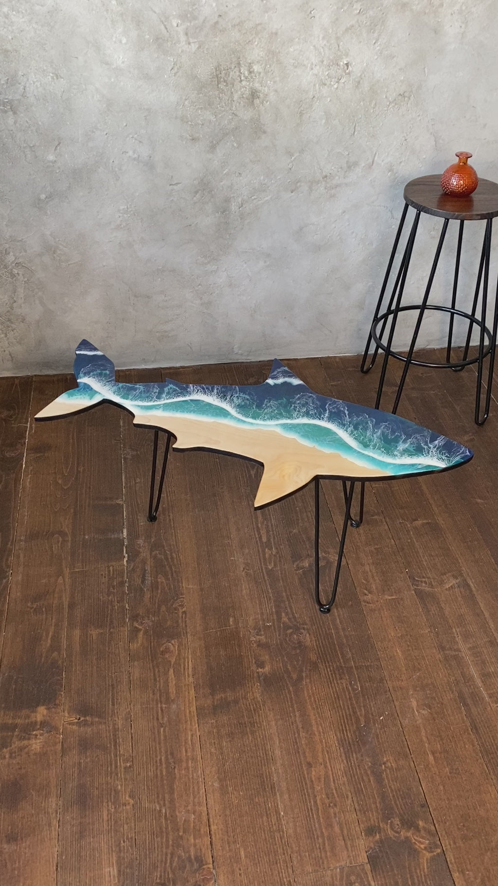 Epoxy Resin Table With Light, Epoxy Resin Art Table With Glowing Sharks,  Ocean Wave Table, Custom Order Epoxy Resin Table, Dining Table 