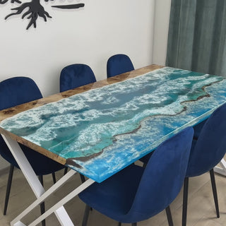 Sky Blue Epoxy River Dining Table