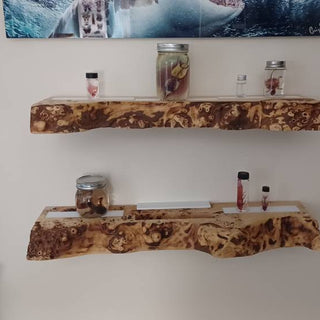 Wooden Hanging Shelves with Light