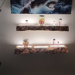 Wooden Hanging Shelves with Light