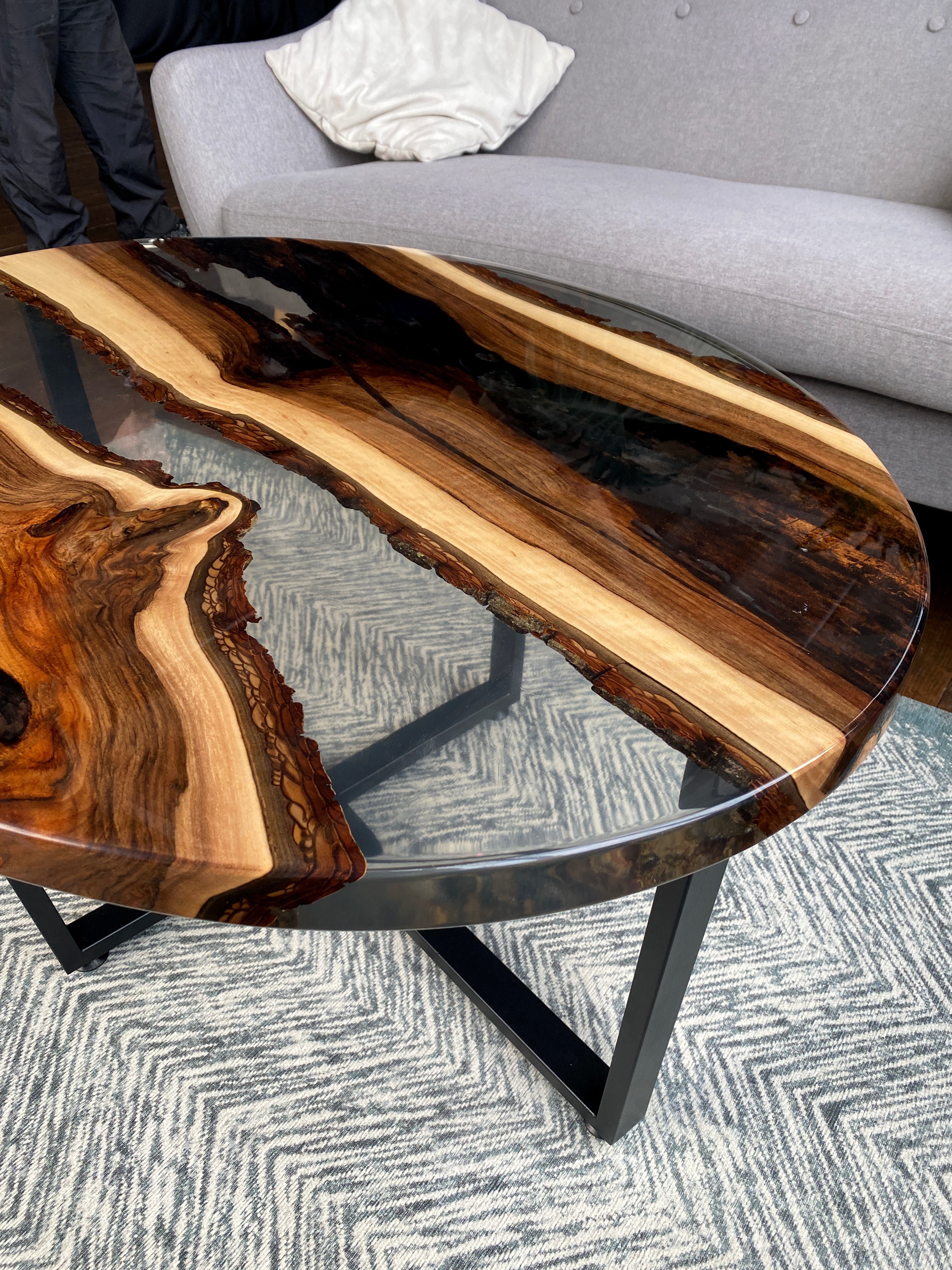 Coffee Table - Black Epoxy Resin Coffee Table - Living Room