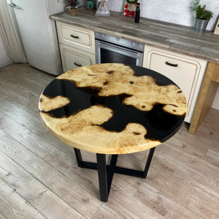 Runde Tischplatte aus schwarzem Epoxidharz