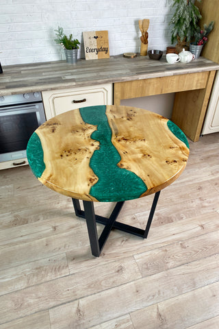 Emerald Resin River Table