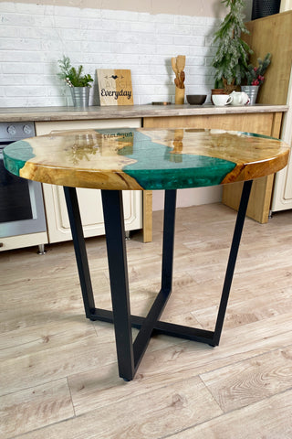 Emerald Resin River Table