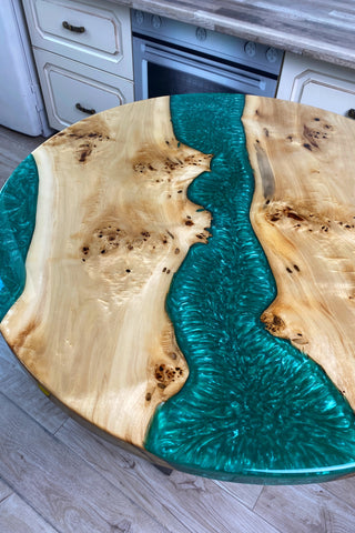 Emerald Resin River Table