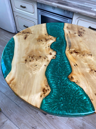 Emerald Resin River Table