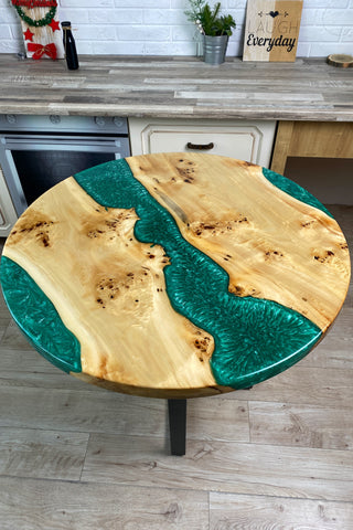 Emerald Resin River Table
