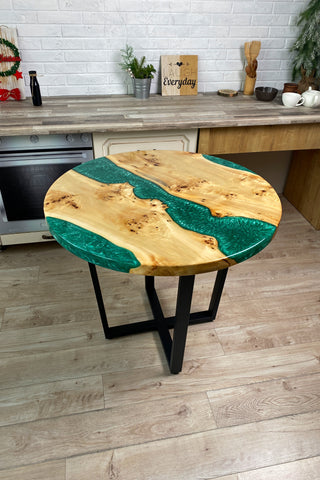 Emerald Resin River Table