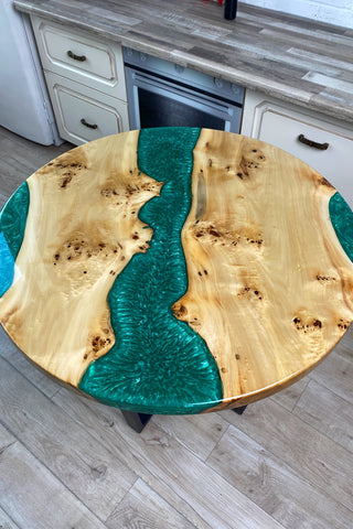 Emerald Resin River Table