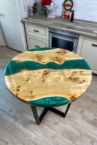 Emerald Resin River Table