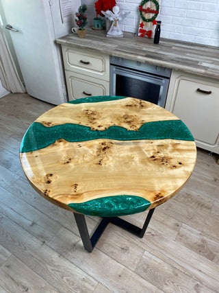 Emerald Resin River Table