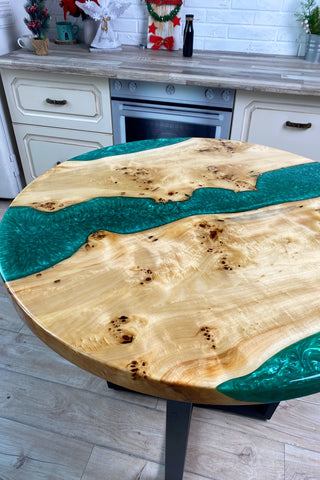 Emerald Resin River Table