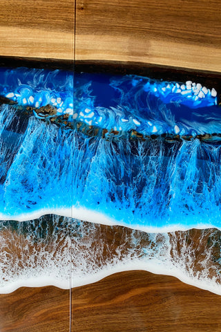 Walnut Wood Extendable Dining Table with Epoxy Resin