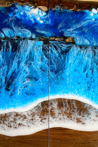 Walnut Wood Extendable Dining Table with Epoxy Resin