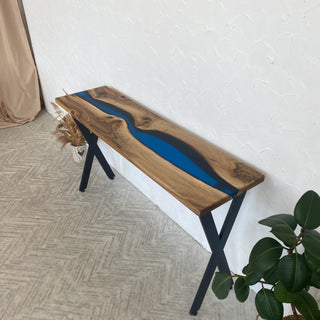 Walnut Console Table Modern with Epoxy Resin