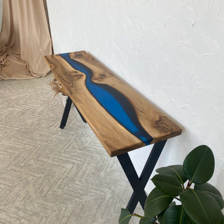 Walnut Console Table Modern with Epoxy Resin