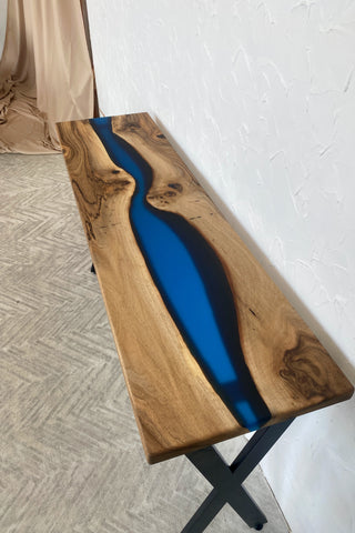 Walnut Console Table Modern with Epoxy Resin