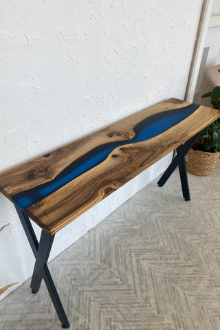 Walnut Console Table Modern with Epoxy Resin