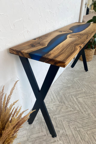 Walnut Console Table Modern with Epoxy Resin
