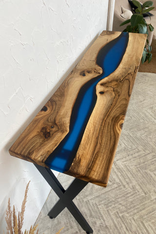 Walnut Console Table Modern with Epoxy Resin