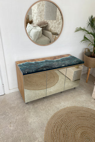 Holz Blau Epoxid Schrank | Sideboard