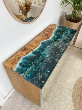 Holz Blau Epoxid Schrank | Sideboard