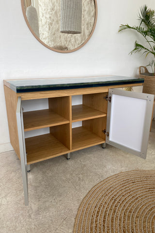 Holz Blau Epoxid Schrank | Sideboard