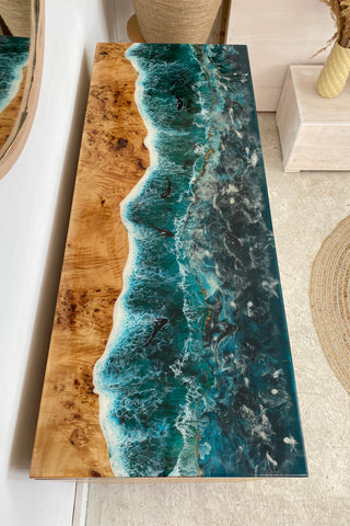 Holz Blau Epoxid Schrank | Sideboard