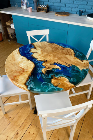 River Resin Wood Dining Table