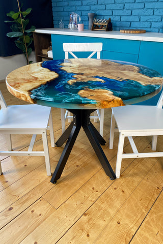River Resin Wood Dining Table