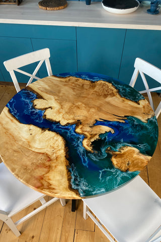 River Resin Wood Dining Table