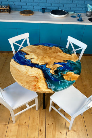 River Resin Wood Dining Table