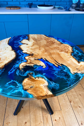 River Resin Wood Dining Table
