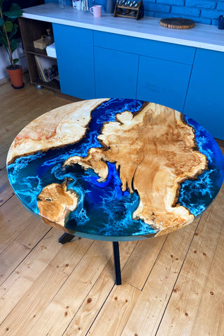 River Resin Wood Dining Table