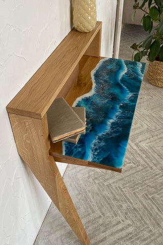 Console Table with Epoxy Ocean