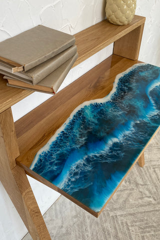 Console Table with Epoxy Ocean