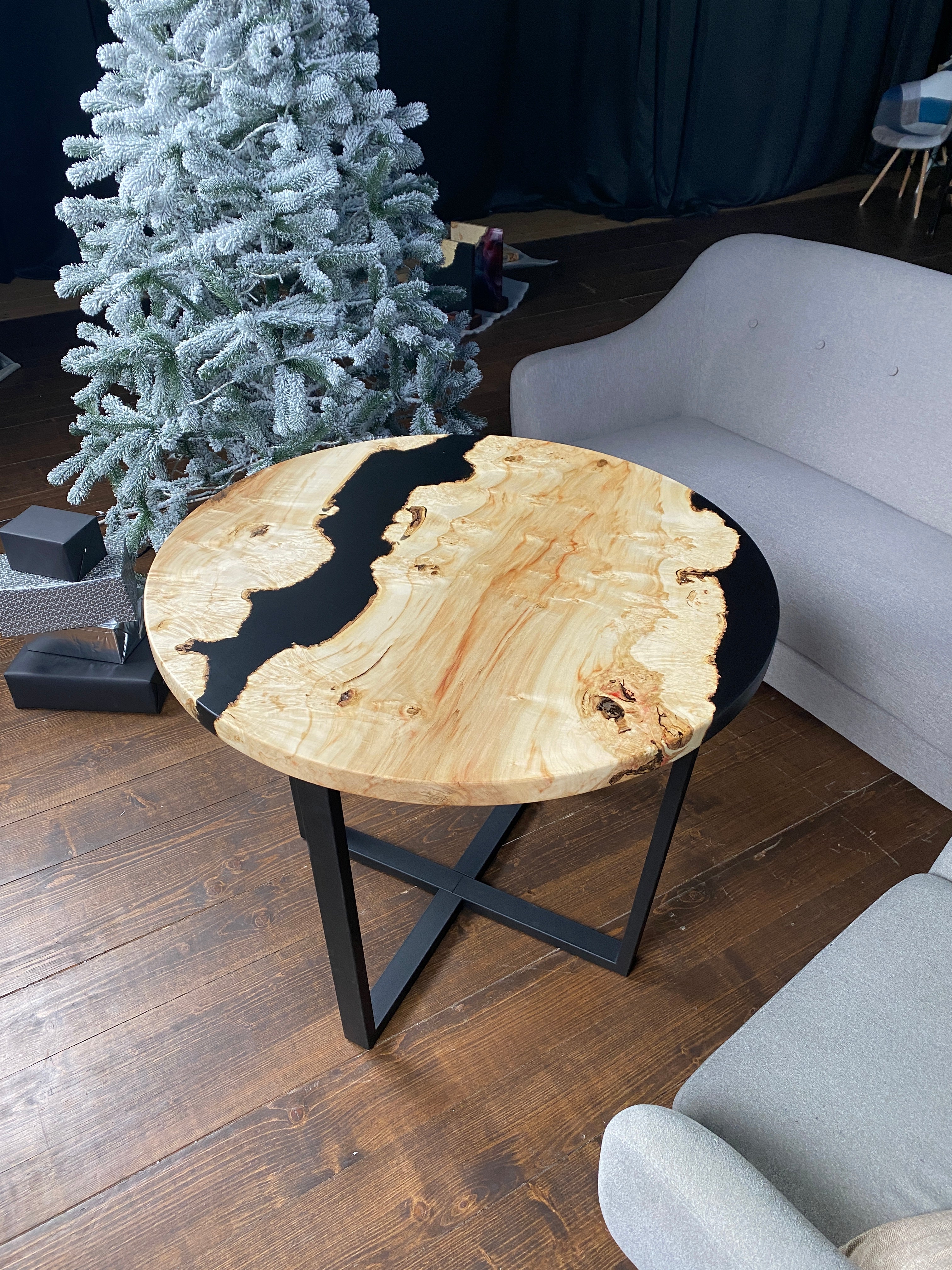 Coffee Table - Black Epoxy Resin Coffee Table - Living Room